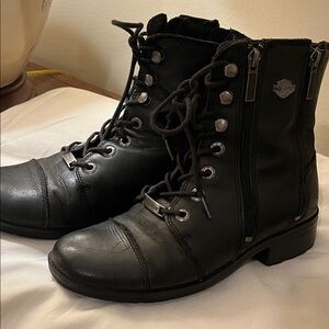 Harley-Davidson Black Leather Lace-Up Boots size 7.5